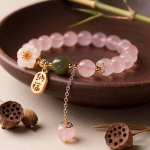 🆕New Feng Shui Peach Blossom Pink Crystal l Gemstone Bracelet -8mm